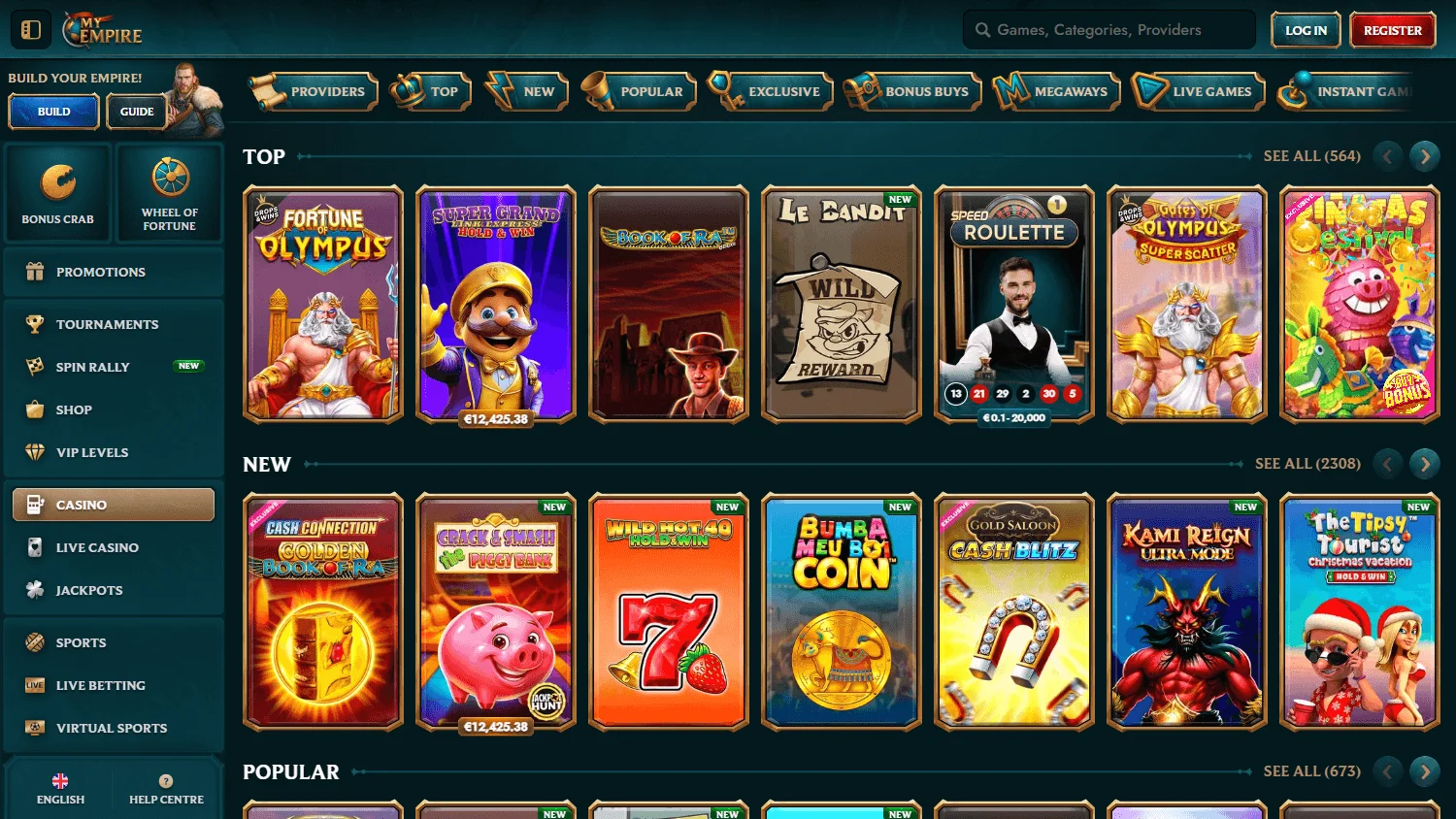 MyEmpire Casino desktop game lobby